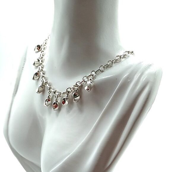 Twisted Teardrop Silver-tone Charm Necklace - Picture 3 of 14
